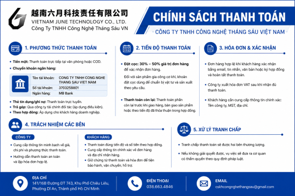 Chính sách Thanh toán Công ty TNHH Công Nghệ Tháng Sáu Việt Nam